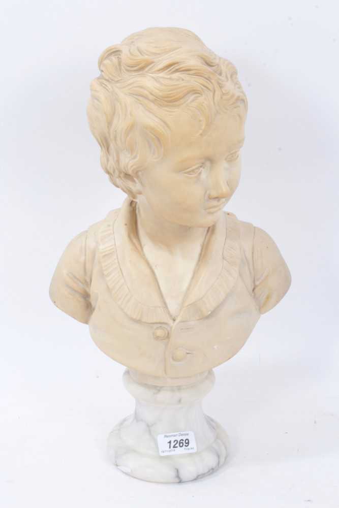 Lot 1269 - Antique plaster bust of a young boy