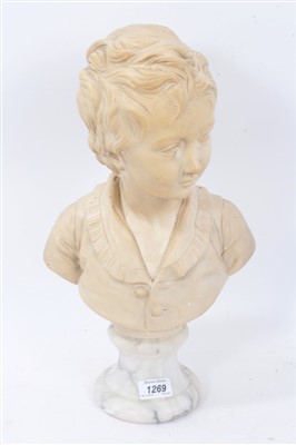 Lot 1269 - Antique plaster bust of a young boy