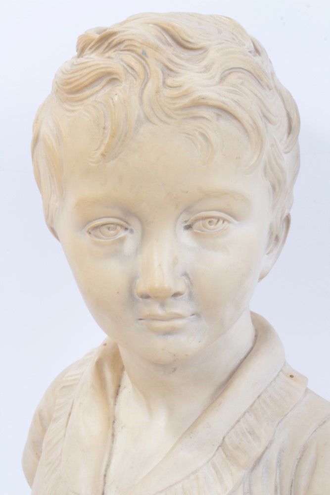 Lot 1269 - Antique plaster bust of a young boy