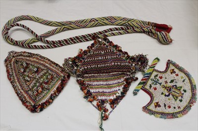 Lot 3059 - Collection of vintage Banjara textiles including square embroidery, mirror-work and tassels and beaded items.