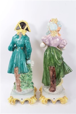 Lot 19 - Pair of Continental period costume figurines with decorative bases