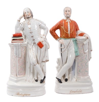 Lot 327 - Pair of Staffordshire figurines, Garibaldi and Shakespeare