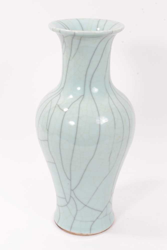 Lot 291 - Chinese celadon glazed crackle vase, of baluster form