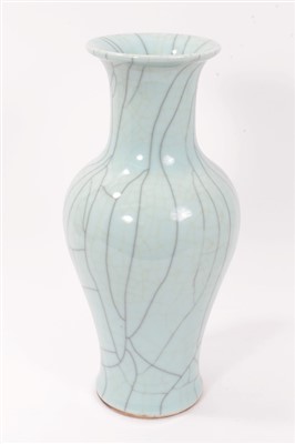 Lot 291 - Chinese celadon glazed crackle vase, of baluster form