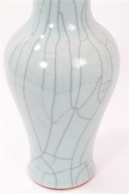 Lot 291 - Chinese celadon glazed crackle vase, of baluster form