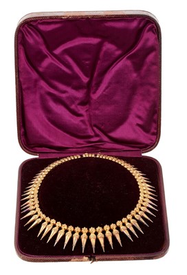 Lot 605 - Fine Victorian gold etruscan revival necklace (tests as 18ct) 53.2 grams circa 1860