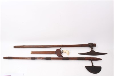 Lot 713 - two African throwing axes and Kris