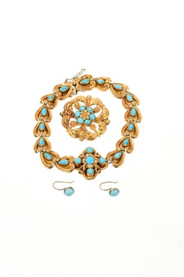 Lot 775 - Victorian gold and turquoise bracelet with...