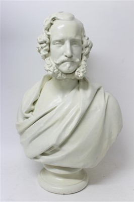 Lot 1281 - Victorian painted plaster bust of a nobleman by Patrick MacDowell (1799 - 1870)