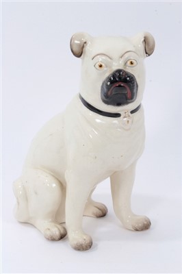 Lot 357 - 19th Century Pottery figure of a Pug Dog