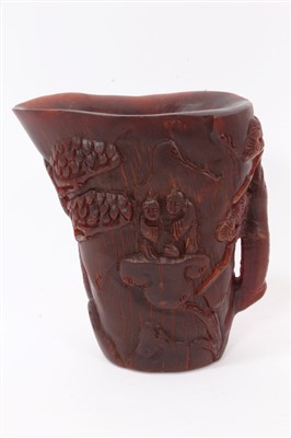 Lot 1263 - Chinese carved horn libation cup