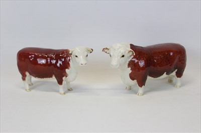 Lot 2047 - Beswick Bull Comprising Hereford Bull Champion of Champions, and other Beswick Cow (2)