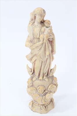 Lot 3883 - 18th / 19th century Goanese carved ivory figure of the mother and child