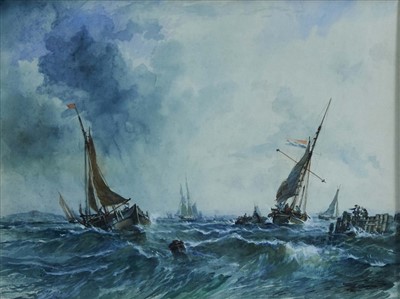 Lot 1221 - John Callow 1822-1878 Seascape with shipping watercolour