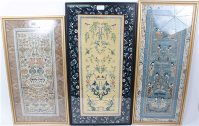 Lot 1220 - Good collection of 19th / early 20th century Chinese embroidered silk panels