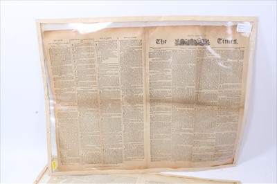 Lot 561 - Waterloo, The Times 22 June 1815 and reprint of The Times Trafalgar