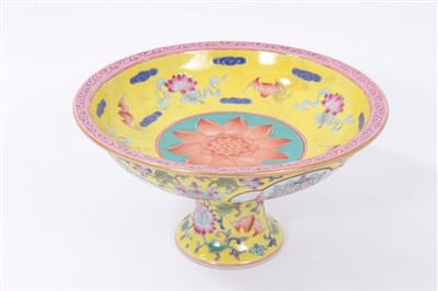 Lot 323 - Chinese porcelain footed dish, painted in polyhcrome enamels