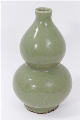 Lot 322 - Chinese celadon glazed vase, of double gourd shape