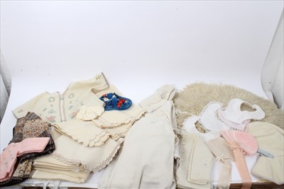 Lot 3068 - Selection of 1930's - 50's children's clothing including hats, night gowns, jackets plus a cream silk lined curly sheep wool cape.