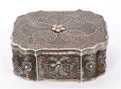 Lot 458 - Antique Chinese silver filigree box with gilded interior approx size 3 1/2" by 3"