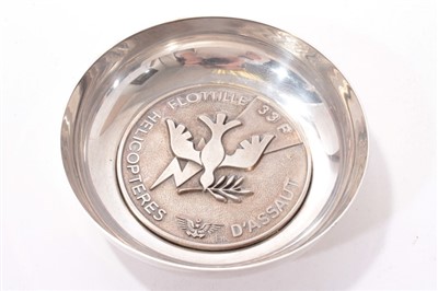 Lot 463 - Contemporary silver plated dish commemorating 33 Flotille French Naval Air Arm.