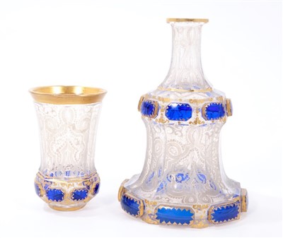 Lot 332 - 19th century Bohemian overlaid glass carafe