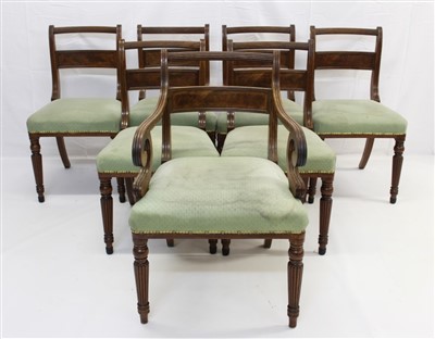 Lot 1671 - Set of seven William IV mahogany dining chairs