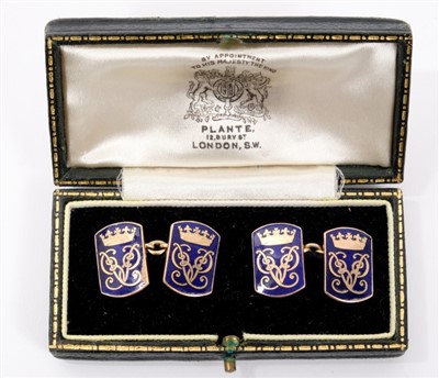 Lot 4 - H.R.H. The Duke of Edinburgh - fine pair gold (9ct) and blue enamel presentation cufflinks