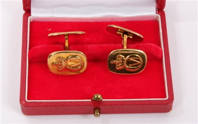 Lot 7 - H.M. King Olaf of Norway - pair presentation silver gilt cufflinks