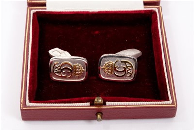 Lot 8 - H.M. King Carl XVI Gustaf of Sweden -pair silver and parcel gilt presentation cufflinks