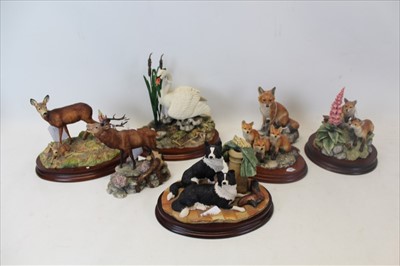 Lot 2053 - Group of Seven Border Fine Arts Sculptures to include Swans, Foxes and Stags (all boxed)