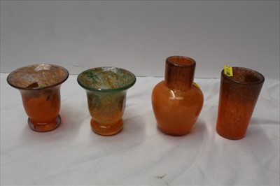 Lot 2056 - Four Vasart glass vases in orange colour ways (4)