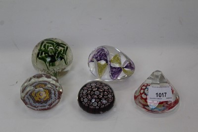 Lot 2059 - Five Murano Art glass paperweights, two bearing original paper labels (5)