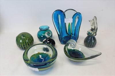 Lot 2064 - Collection of Seven pieces of Mdina glassware, to include vase, paperweights