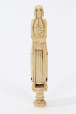 Lot 703 - Scarce early 18th century whalebone hand carved pipe tamper in the form of a Protestant priest with concealed genitalia