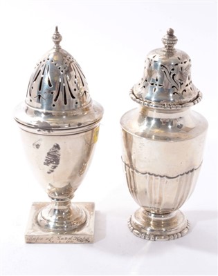 Lot 421 - Edwardian silver sugar caster of baluster form, and one other