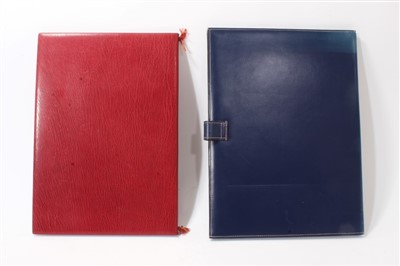 Lot 21 - 1950s blue leather document slip case by Hermes, Paris