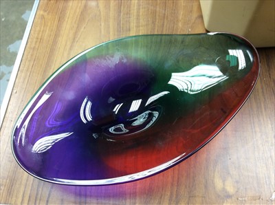 Lot 471 - Red, purple and green design art glass bowl