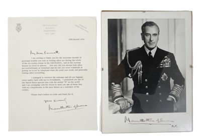 Lot 25 - Admiral of The Fleet The Right Honourable Earl Mountbatten of Burma signed black and white presentation portrait photograph