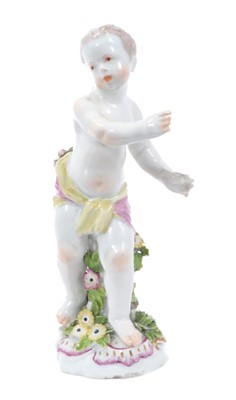Lot 208 - 18th century Chelsea figure of a Putto