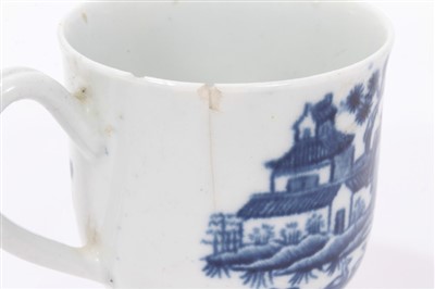 Lot 206 - Three 18th century Worcester blue and white coffee cups