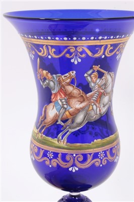 Lot 213 - A Venetian blue enamelled glass goblet