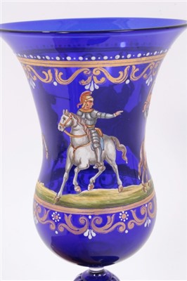 Lot 213 - A Venetian blue enamelled glass goblet