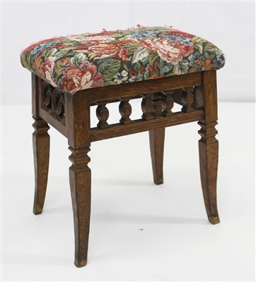 Lot 1649 - Arts and Crafts oak stool, possibly retailed by Liberty & Co