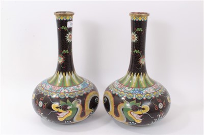 Lot 1124 - Large pair of Chinese Cloisonné vases with dragon decoration