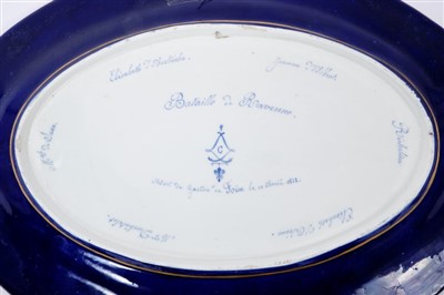 Lot 315 - French Sevres style oval platter with battle scene