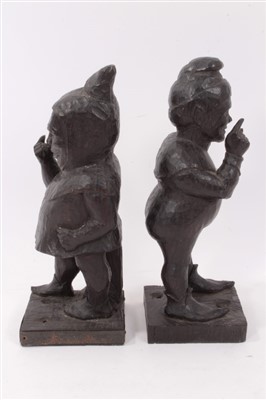 Lot 1199 - Antique pair of Black Forest carved wooden figures of gnomes