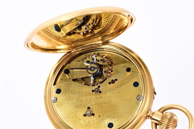 Lot 825 - Gentlemen’s 18ct gold half hunter pocket watch by Vine & Thompson, London