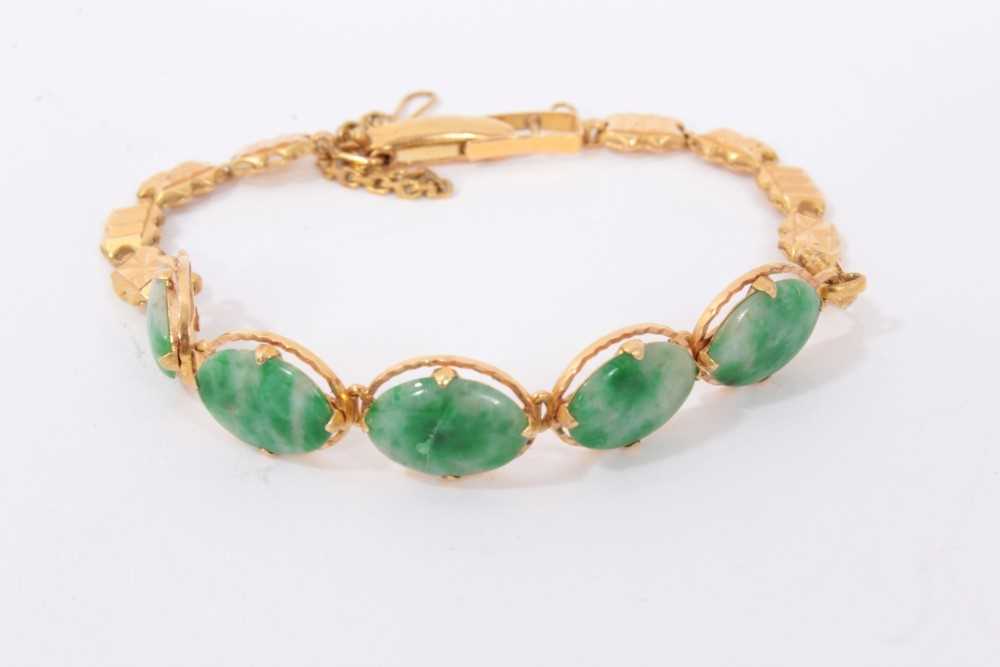 Estate 14k Gold Segment Jade Bracelet  Antique  Estate Jewelry In San  Francisco