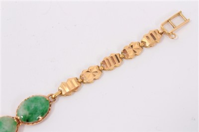 Lot 752 - Chinese gold and jade bracelet